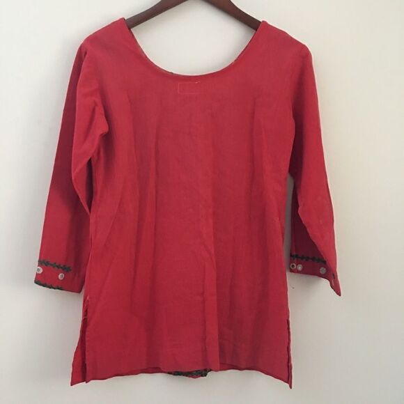 Vintage 70’s red boho embroidered tunic top | Small - Picture 5 of 8